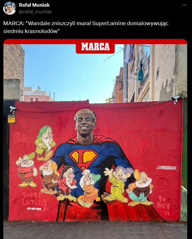 Tak teraz wygląda ZNICZONY MURAL Lamine Yamala...